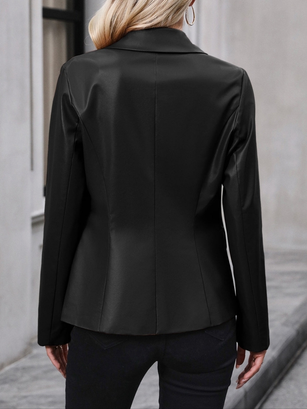 Tailored Shine Button Blazer - Black - Picture 6 of 6